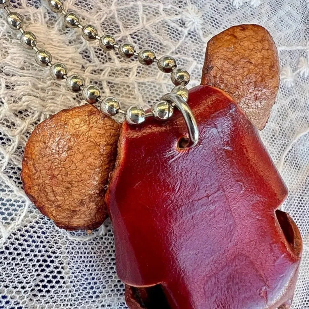 Handmade Red Koala Bear Leather Purse Charm Keychain